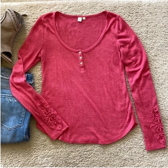 Anthropologie Eloise Waffle Knit Henley - Picture 3 of 7